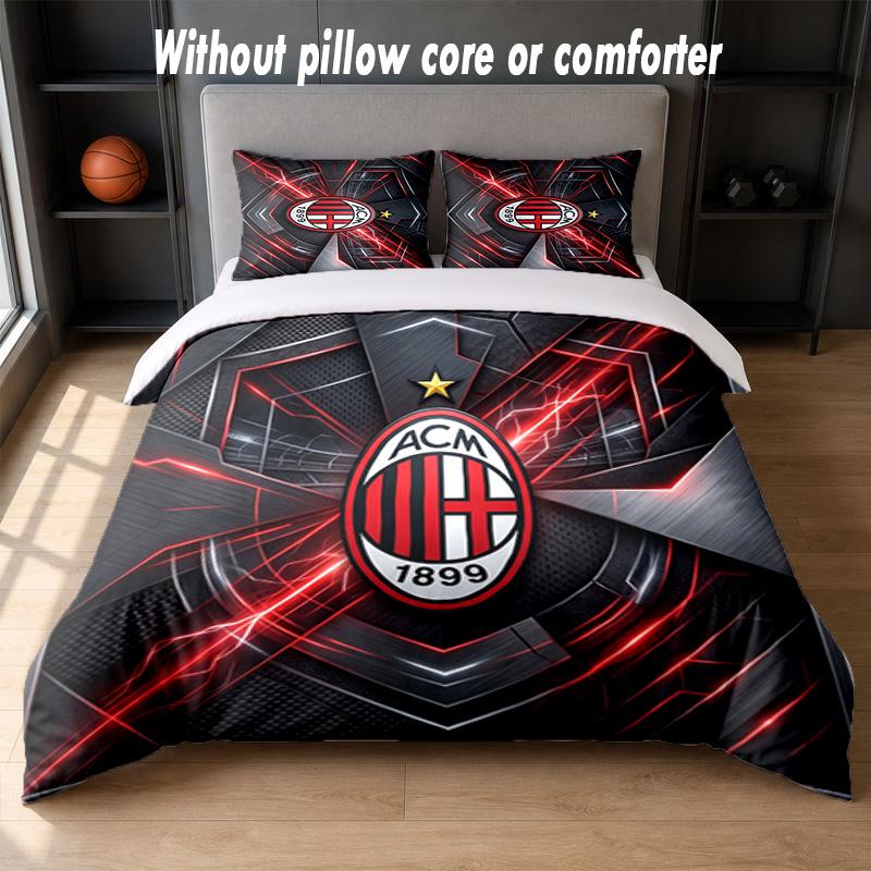 AC Milan Design Bed Bedding Set 1 Duvet Cover + 2 Pillowcases Soft Breathable Household Bed Linens
