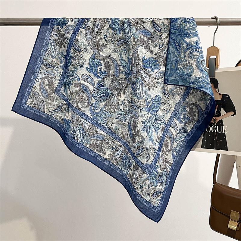 Summer Elegant Women 68cm Cotton Feeling Square Hair Scarf Dot Print Beach Stoles Hijab Shawl Wraps Bandana Echarpe