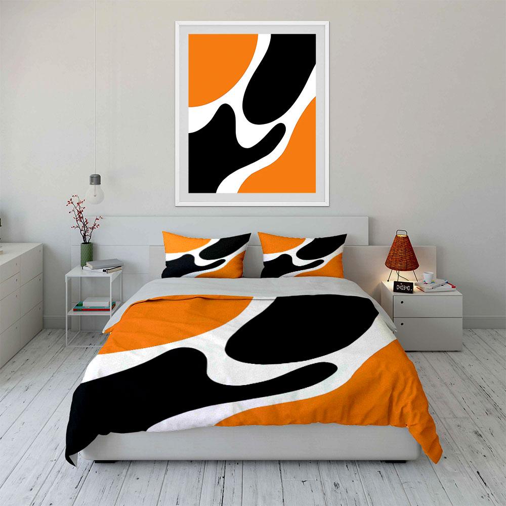 Orange and Black Abstract Bedding Bedding Duvet Cover Set Duvet Cover Pillowcases (1 * Duvet Cover 2 * Pillowcases, without duvet insert)