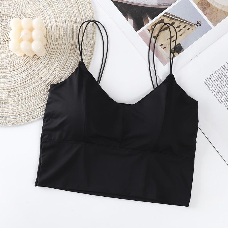 Ice Silk Seamless Padded Tube Top: Thin Straps, Wireless, Women's Sports Bra