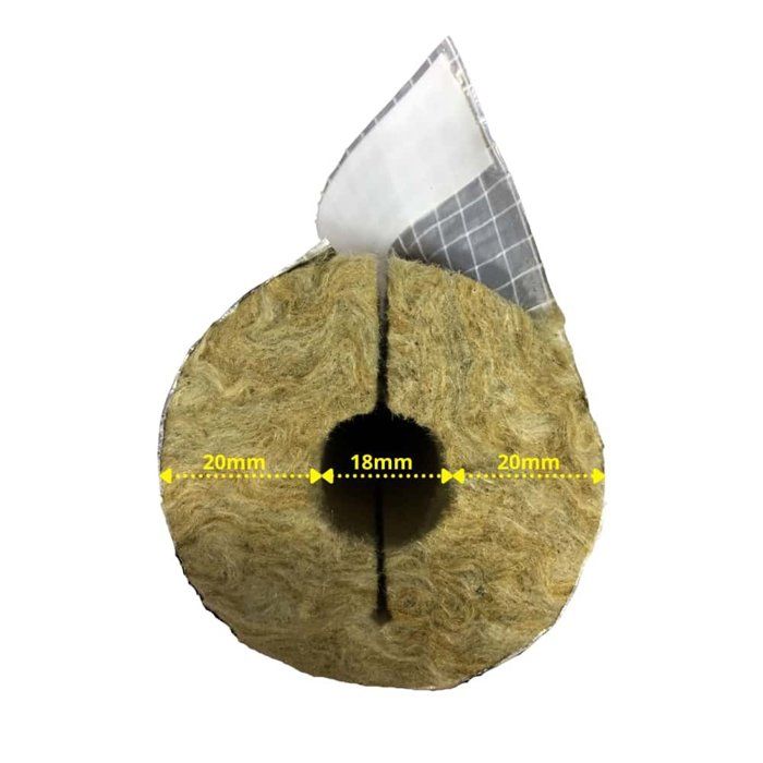 Heating Pipe Insulation : Rockwool ALU, 18/20mm, 1m