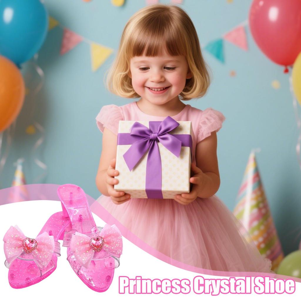 Pink/Blue Crystal High Heels Princess Shoes Toddler Cosplay Prop High Heels Dress Up Heels for Kids Girls Family Photo Holiday