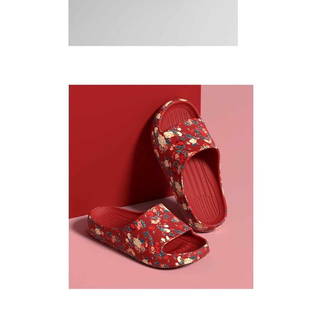 Romantic Floral Style Home and Outdoor Dressing Scene, Women's Preferred Printed Breathable Slippers, Fashion Slippers, Flat Heel