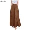 Women Casual Elastic Waist Solid Color Loose Wide Leg Pants