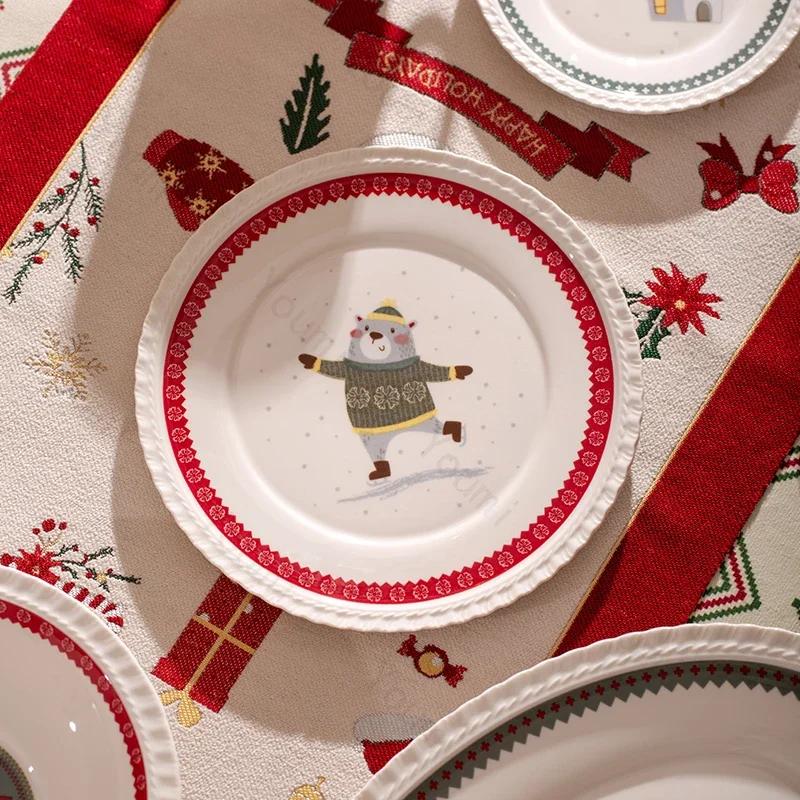 Exquisite Christmas Ceramic Plates Home Fruits Dessert Plate Delicious Dishes Salad Dining Plate Cute Rice Bowls