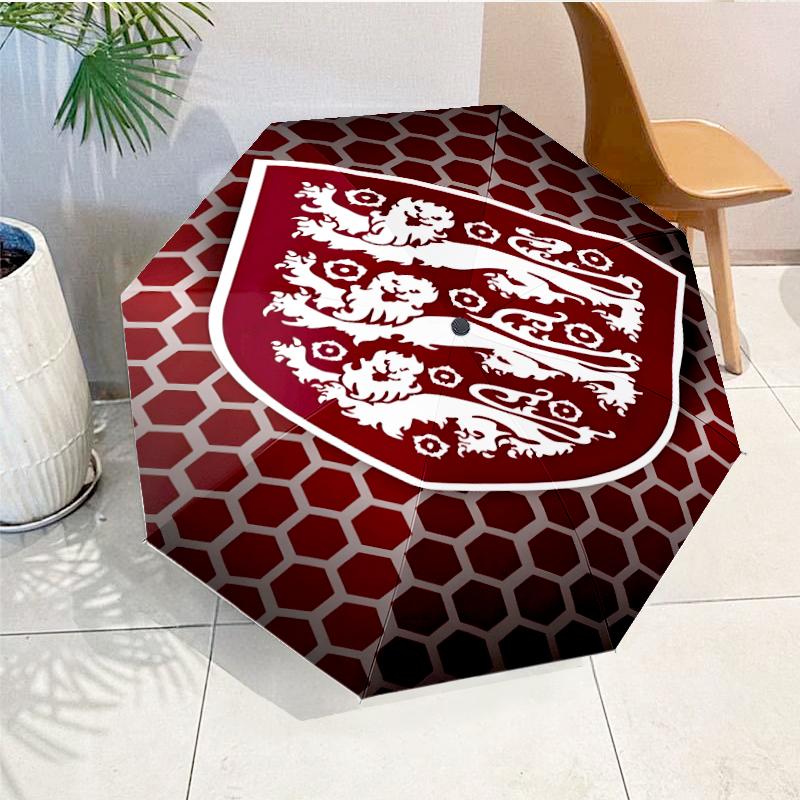 EnglFootball Crest Automatic Folding Umbrella - 8-Rib Travel Umbrella with Auto Open/Close & Portable, Gift for Christmas, Birthdays