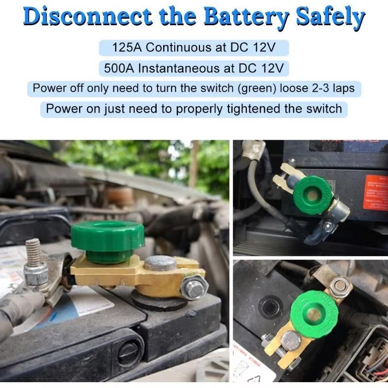 Car Battery Switch Battery Terminal Link Switch Automatic Circuit Breaker Car Battery Power-off Switch Quick Cut-off Disconnect Protector RV 12V-24V
