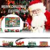 Electric Christmas Steam Train Car Toys Set Railway Tracks Steam Locomotive Engine Diecast Model Educational Game for Kids Gift