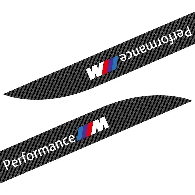 XMVPW1 New X5 For BMW 2pcs Car Side Skirt Sill Carbon Fibre Body Protection Sticker For BMW M Performance 1 3 5 7 Series M3 M4 M5 M6 X1