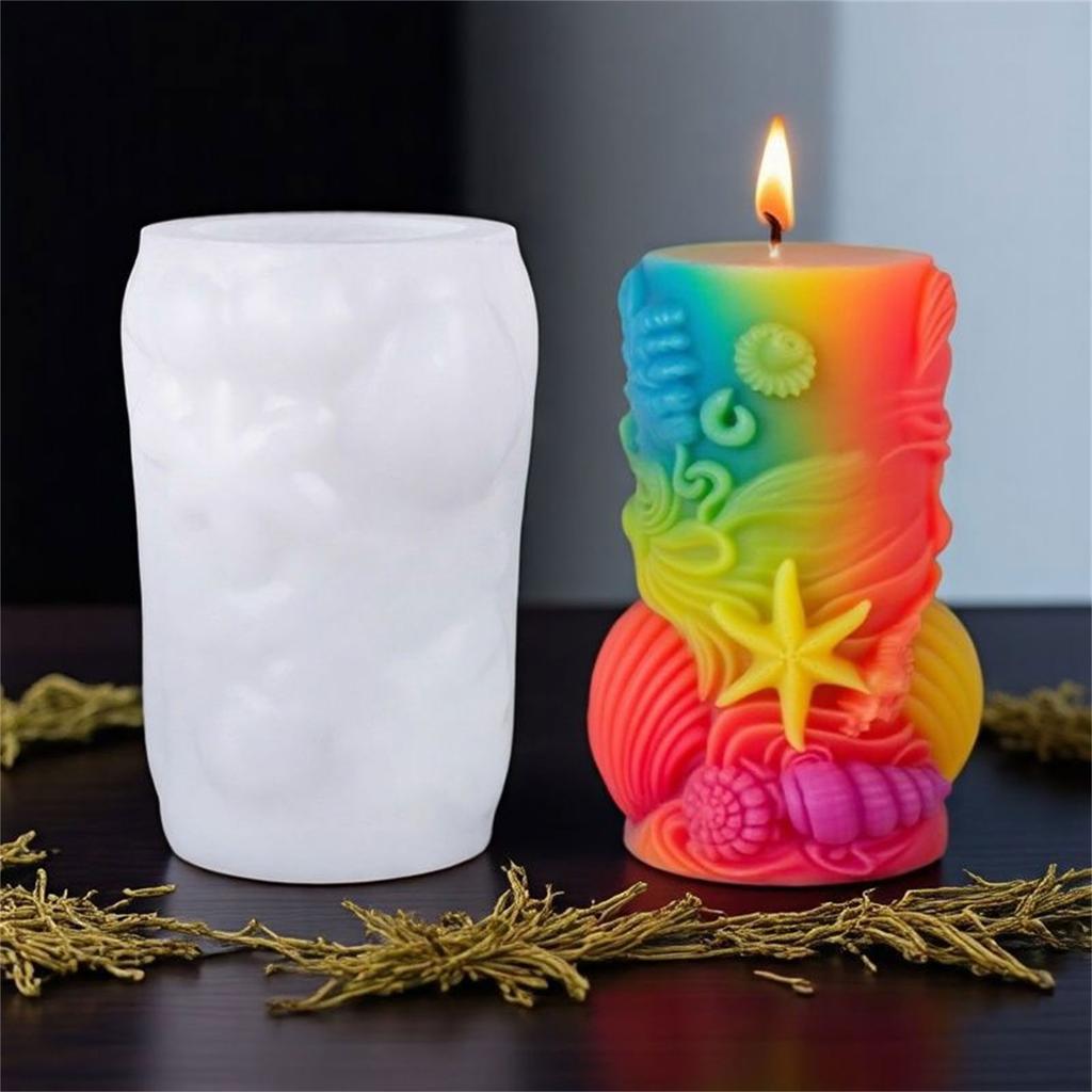 Силиконовая форма для свечей на тему морских существ, цилиндрические силиконовые формы для свечей для эпоксидной смолы, свечей, мыла, украшения дома