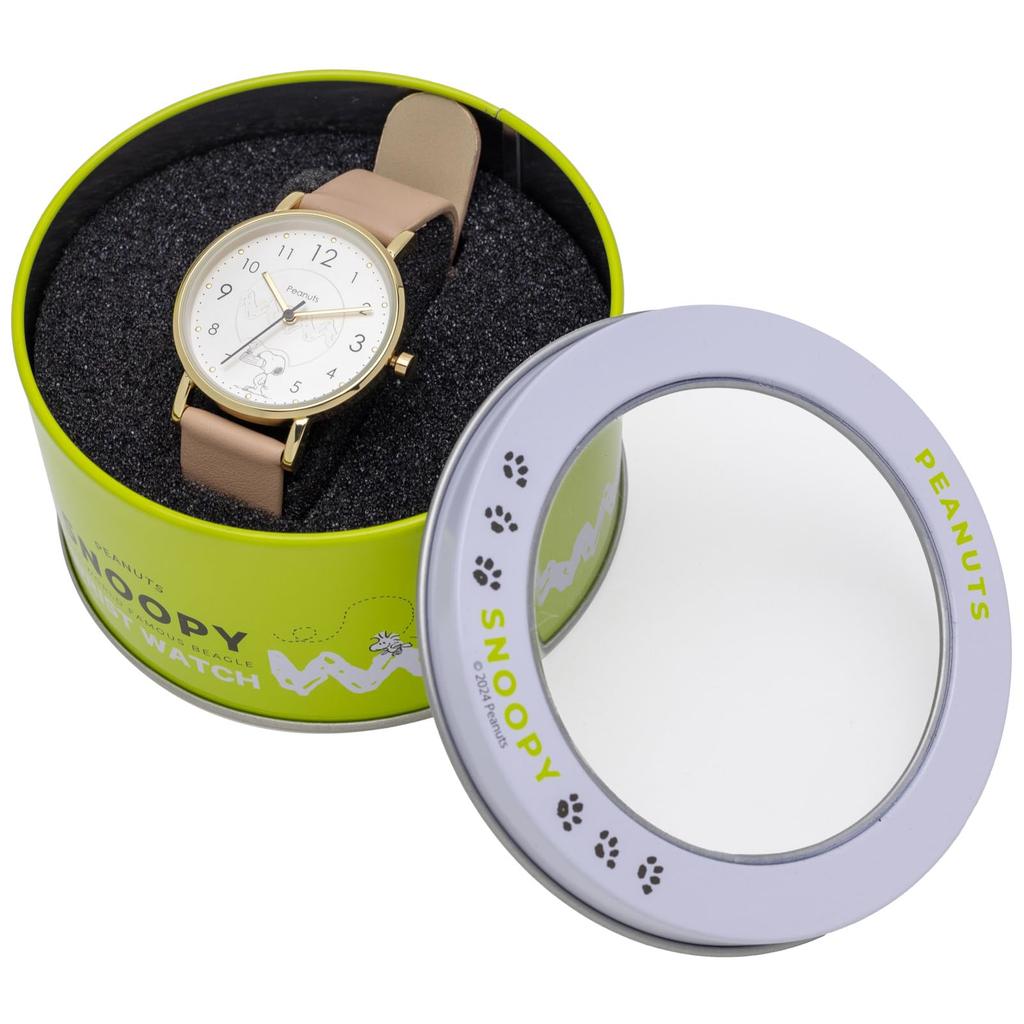 [Perfect World] Женские часы Snoopy Analog Leather Strap Watch Zigza Etched, бежевые PNT043-2
