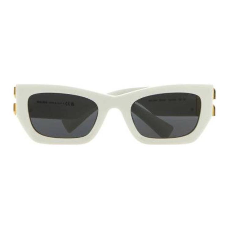 Miu Miu Side Logo Text Irregular Shape Sunglasses Women sunglasses White 0MU09WS1425S053