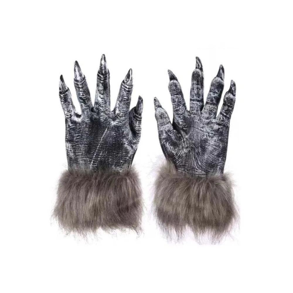 Realistic Werewolf Mask Faux-fur Furry Monster Claws Masquerade Headpiece Carnival Night