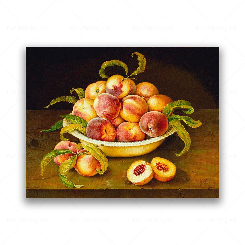 Винтажное фруктовое дерево, натюрморт, холст, картина, персик, гранат, яблоко, лимон, апельсин, принты, постеры, настенная картина, декор для кухни