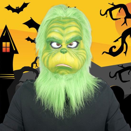 Рождественская подушка для лица, реалистичная латексная зеленая повязка на голову, костюм Санта-Клауса для косплея, аксессуары для рождественской вечеринки для взрослых и подростков