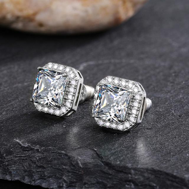 Gorgeous Green Cubic Zirconia Stud Earrings for Women Noble Wedding Party Earring Fine Birthday Gift Lady Fashion Jewelry