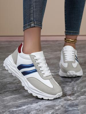Модные женские кроссовки на платформе, повседневная спортивная обувь, низкие туфли на шнуровке