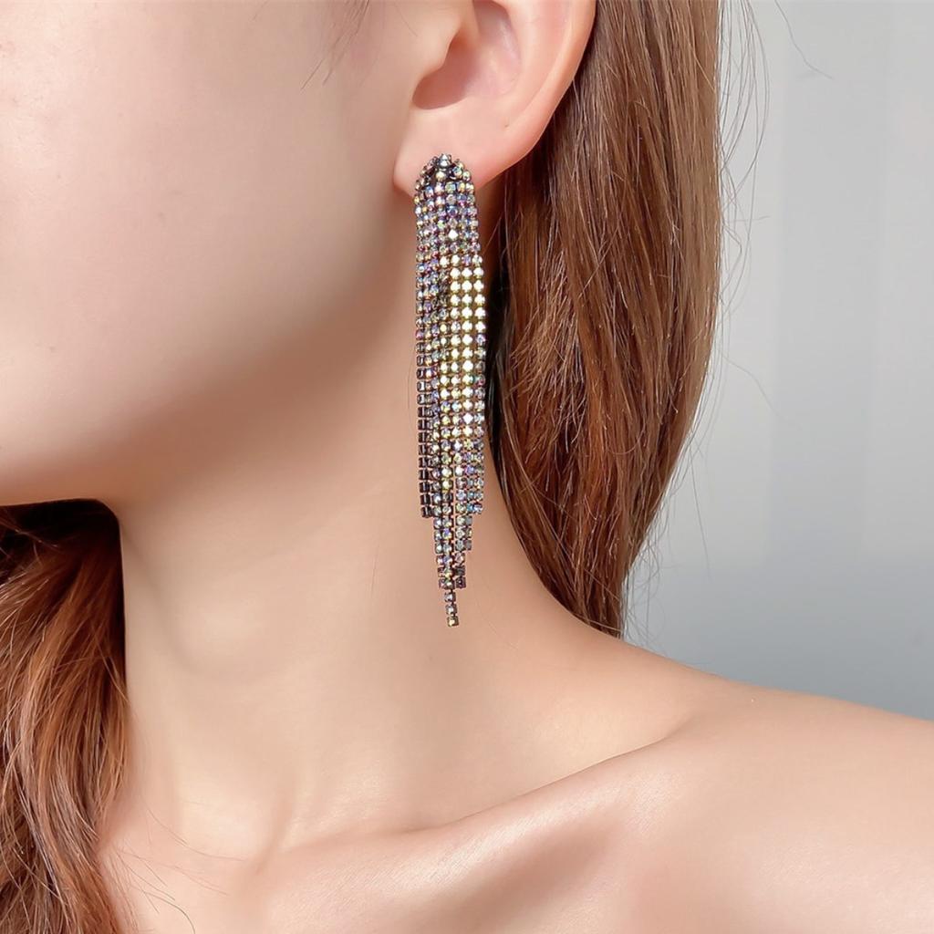 Премиальное чувство роскоши супер-вспышки длинные серьги с кисточками из кристаллов модный темперамент универсальные серьги вечерние серьги женские серьги 1 пара