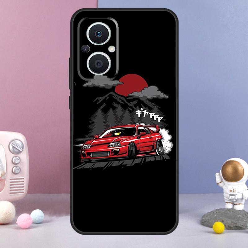 Car Back Cartoon Art JDM Funda For OPPO Reno 11 F 12F 13F 14F 10 12 13 14 Pro 7 8 Lite OPPO Find X9 X6 X5 X8 Pro Case