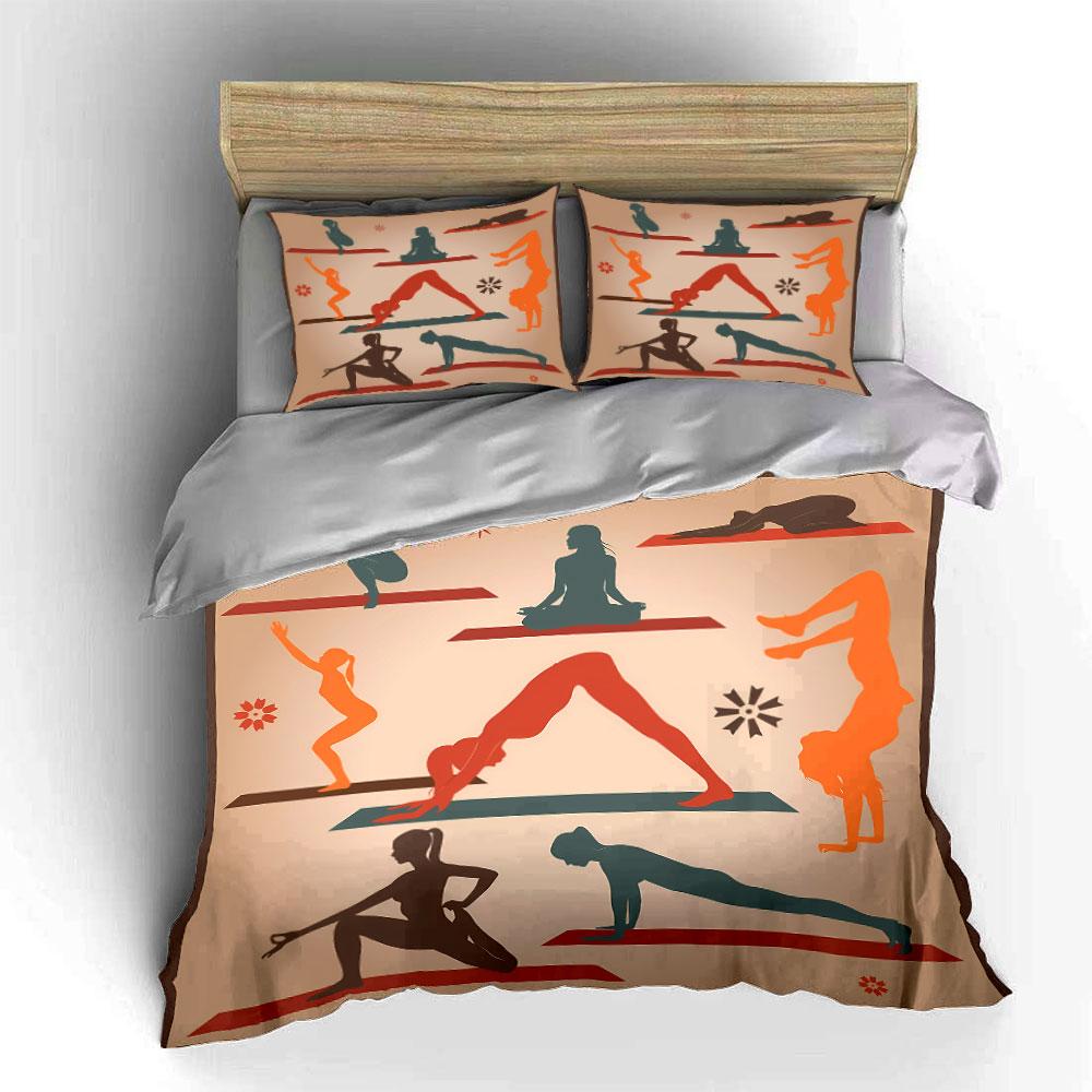 Yoga poses with silhouettes. Bedding sets Duvet cover sets Duvet covers Pillowcases(1*Duvet Cover 2*Pillowcases without duvet insert)