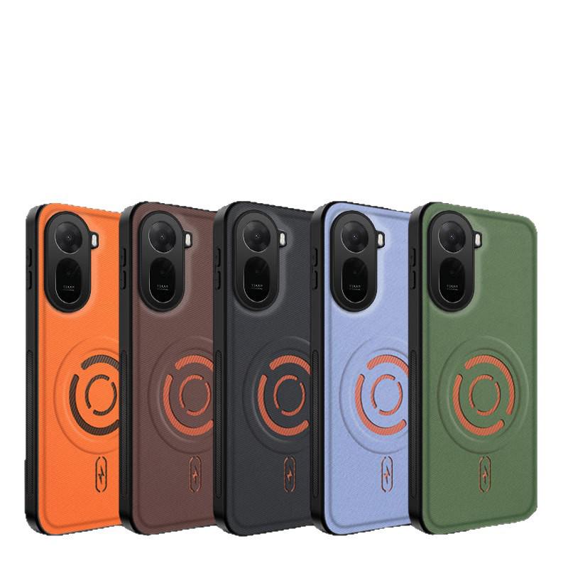 Магнитный чехол-кольцо Redmi A7 Pro с тканевой текстурой и полным покрытием линз