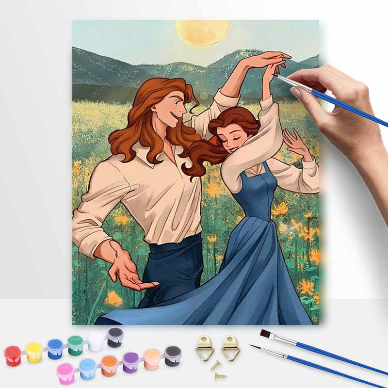 Disney oil painting Beauty and the Beast handmade diy art painting home decoration