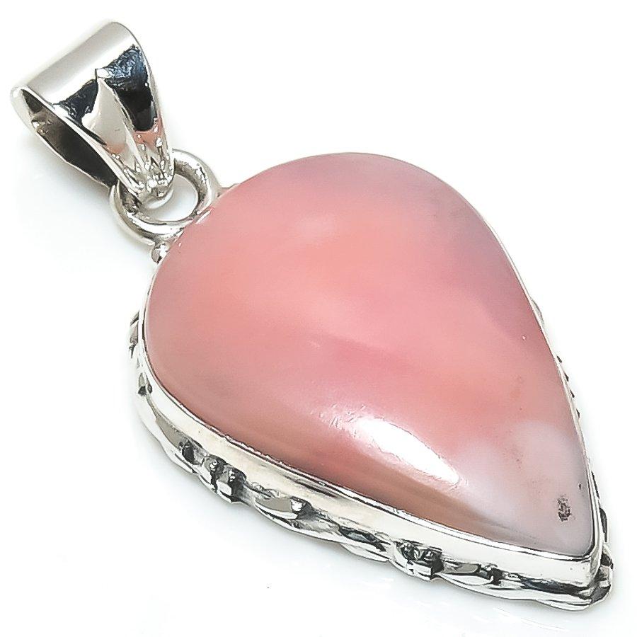 Natural Pink Opal Gemstone Handmade 925 Solid Sterling Silver Pendant 1.50" g0P77