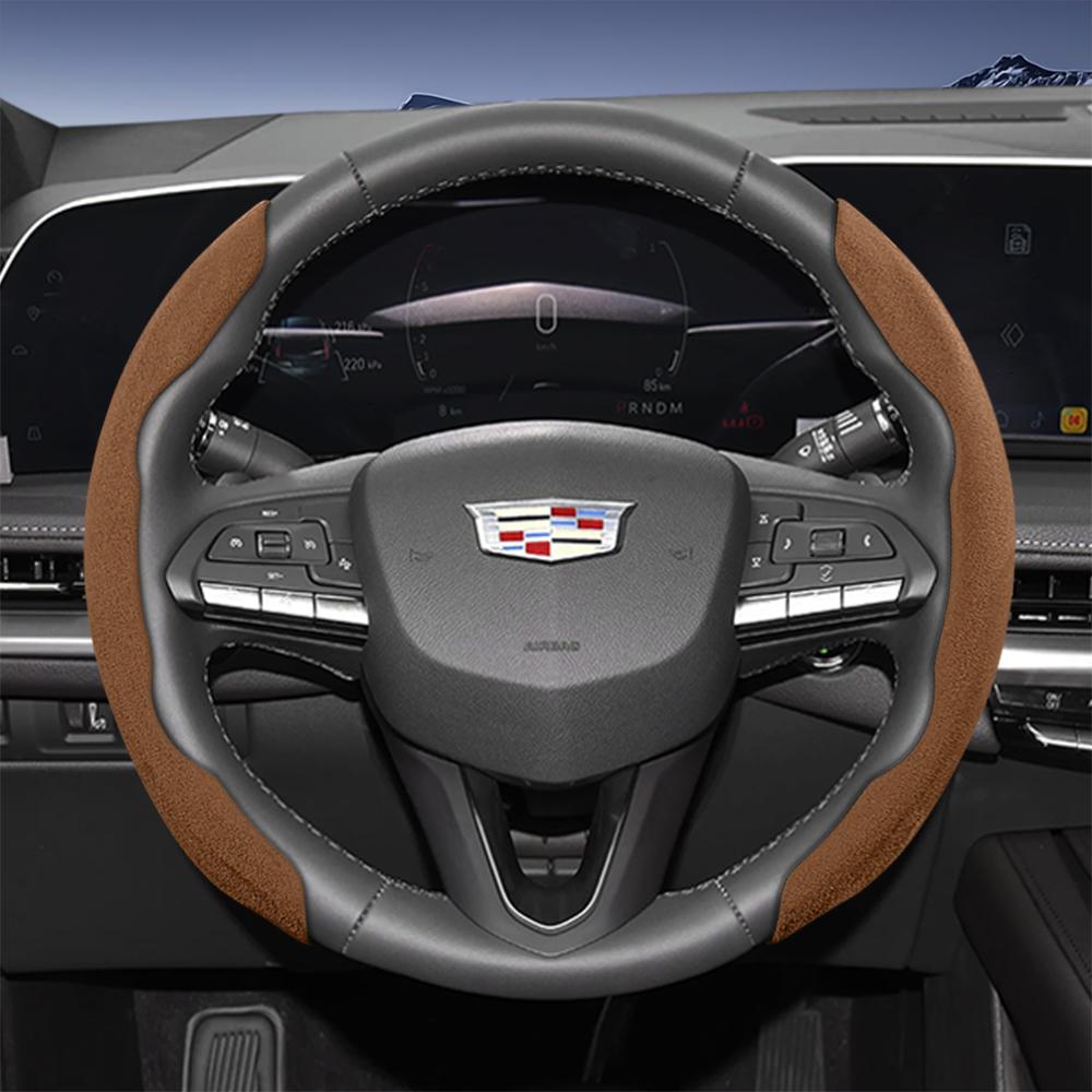 Подходит для чехла рулевого колеса Cadillac Sports из замши с раздельной защелкой для таких моделей, как Escalade, Lyriq, Xt5, Xt4, Xt6, Ct5, Ct4, Celesti