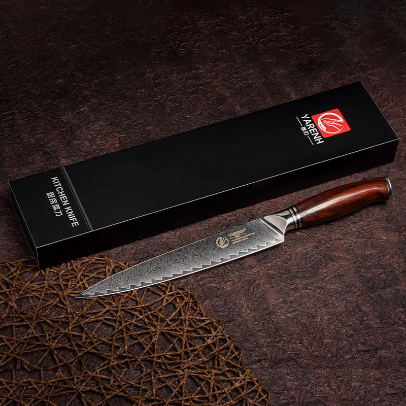 Damascus Kitchen Sashimi Knife Japanese 67 Layer Damascus Steel Razor Sharp -Premium Dalbergia Handle -Cutlery Carving Knife