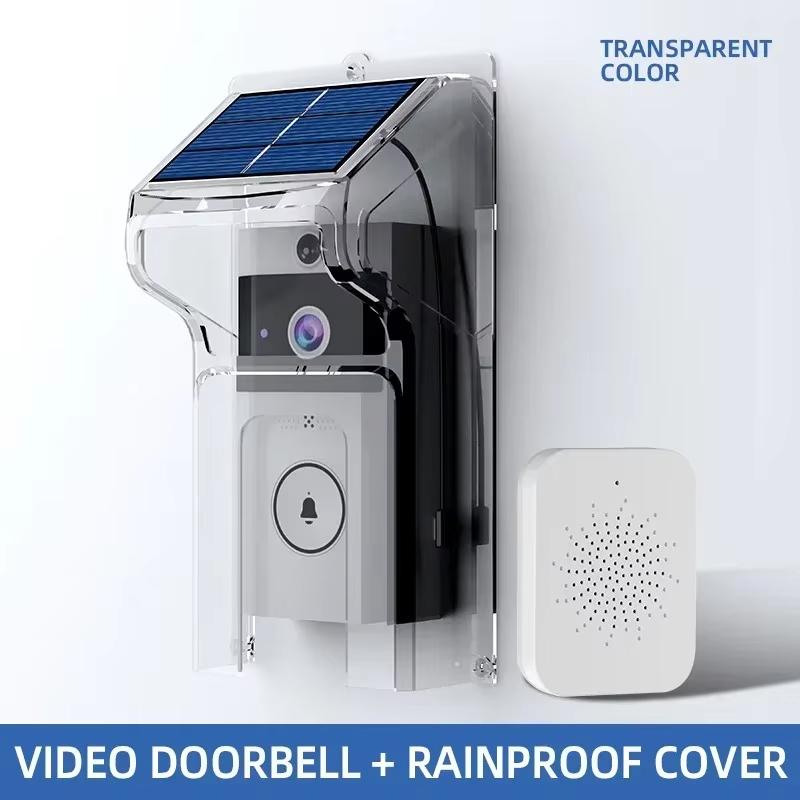 Solar Powered HD Wireless Video Doorbell Infrared Night Vision Intelligent Motion Detection Two Way Intercom With Rain Cover