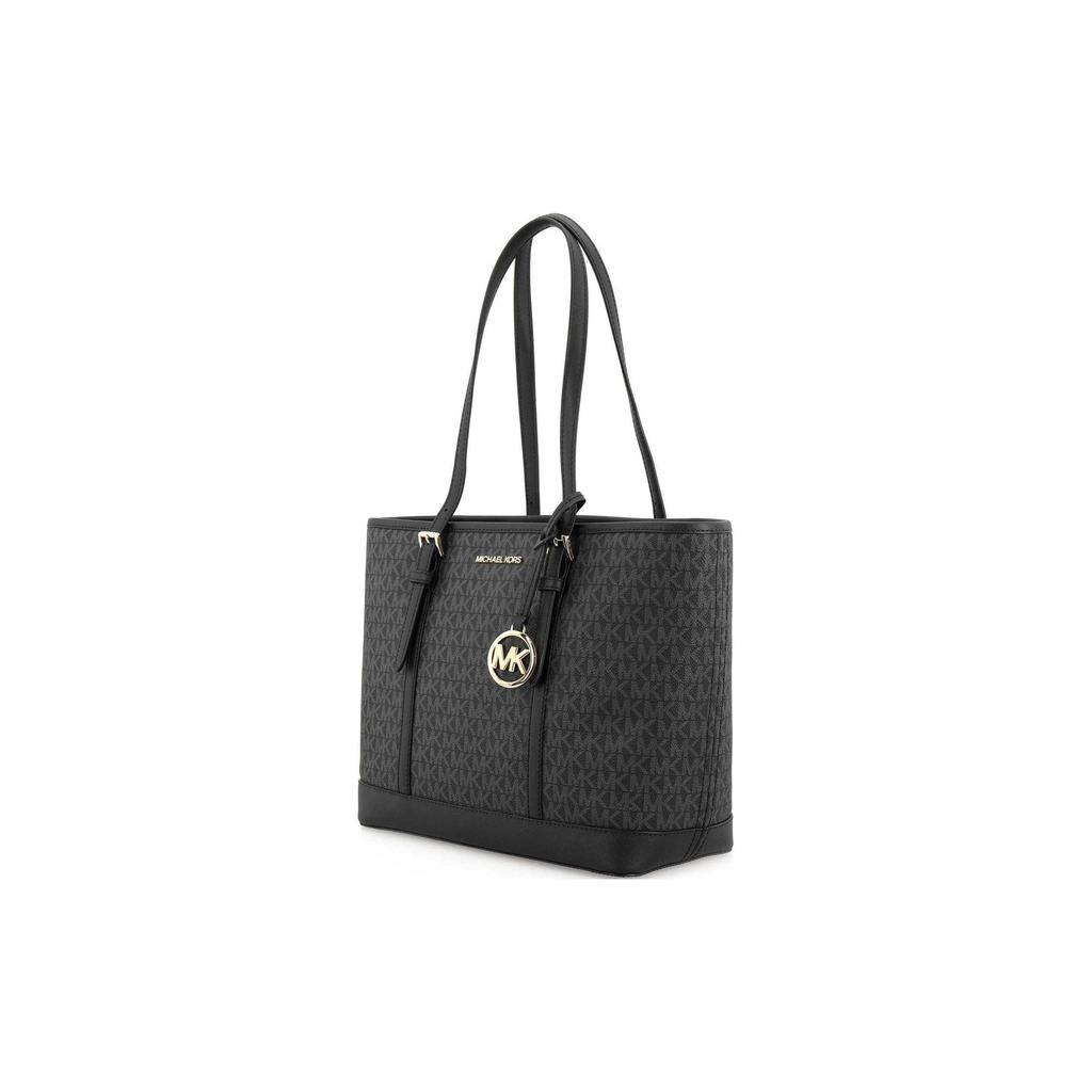 Michael Kors MK Jet Set Travel Однотонная Классическая Сумка-тоут с Монограммой Простая Сумка-тоут из Покрытого Холста Женская тоут Черная 35S0GTVT1V-BLACK