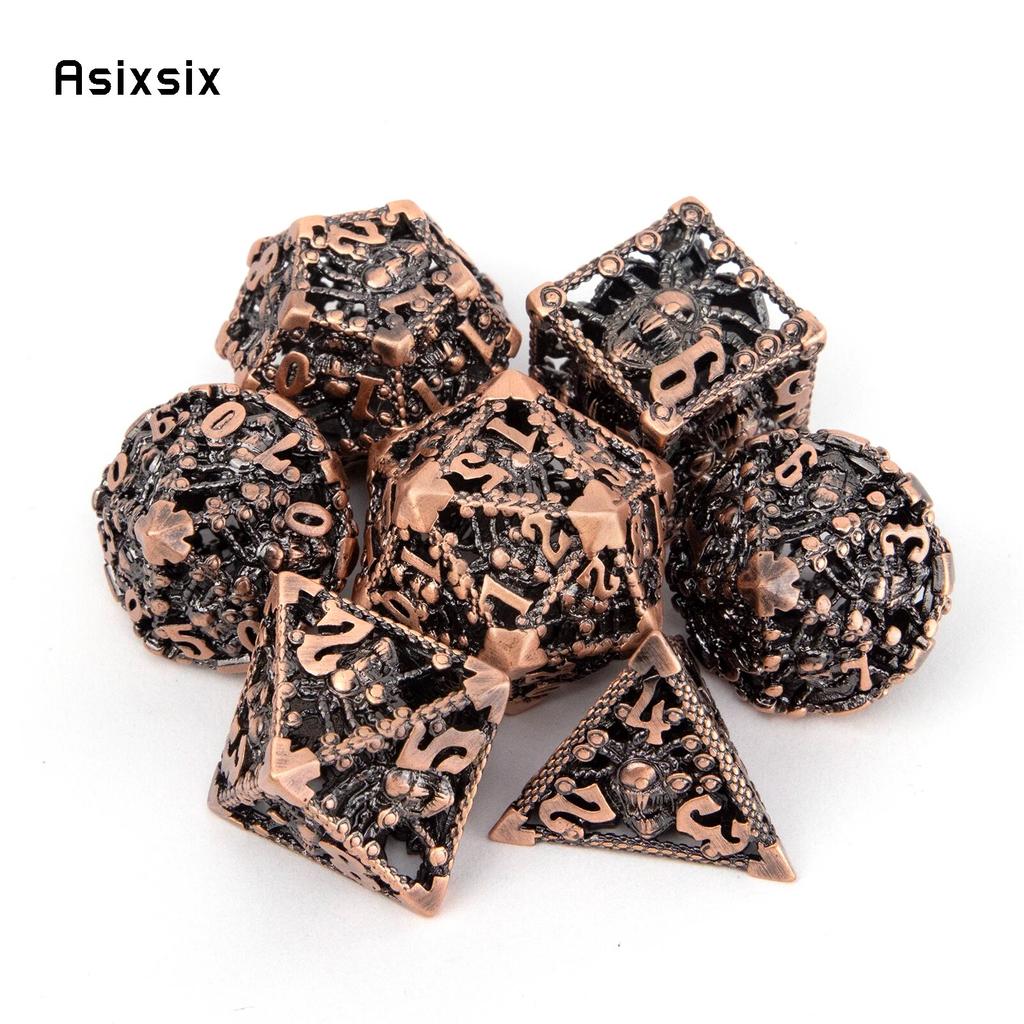 7 Pcs Copper Black Octopus Metal Dice Hollow Metal Polyhedral Dice Set Suitable for Role-Playing RPG  Board Game Card Game