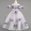 2025 Новое платье-халат для детей 4-12 лет, платье принцессы, свадебное платье для девочек-цветочниц, модное вечернее платье, кружевная сетка, элегантная одежда для девочек