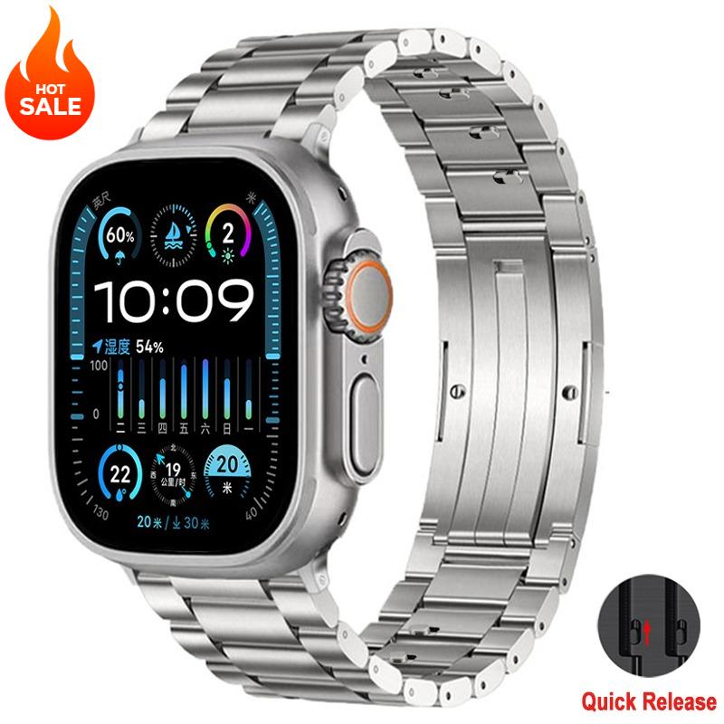 Роскошный титановый ремешок для Apple Watch Ultra 3/2 49 мм 46 мм 45 мм 44 мм 42 мм Металлический браслет для Iwatch Серии 11 10 9 8 7 6 5 4 Браслет