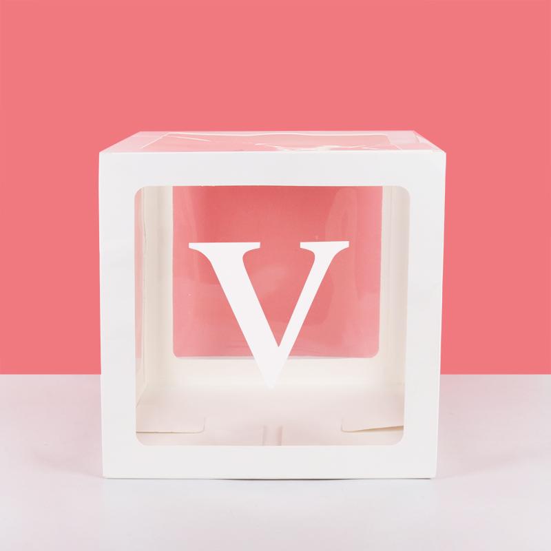 A-Z Letter Name Transparent Balloon Box BABY ONE Blocks Boy Girl Party Gift Box Wedding Decoration Baby Shower Birthday Party
