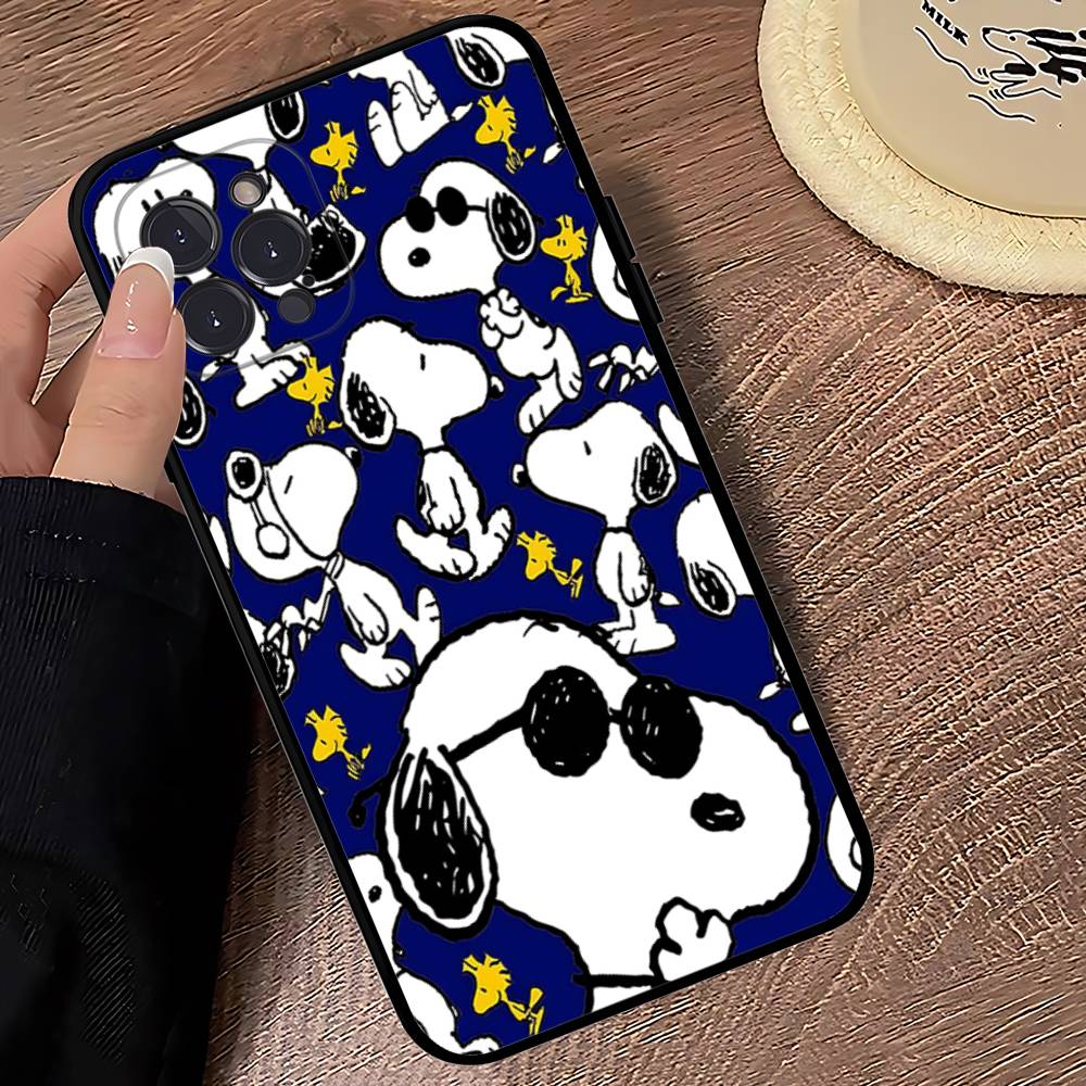 Cute Cartoon S-Snoopys Phone Case For Iphone 17 16 15 14 13 12 11 Pro Max Plus Black Shell Cover Case