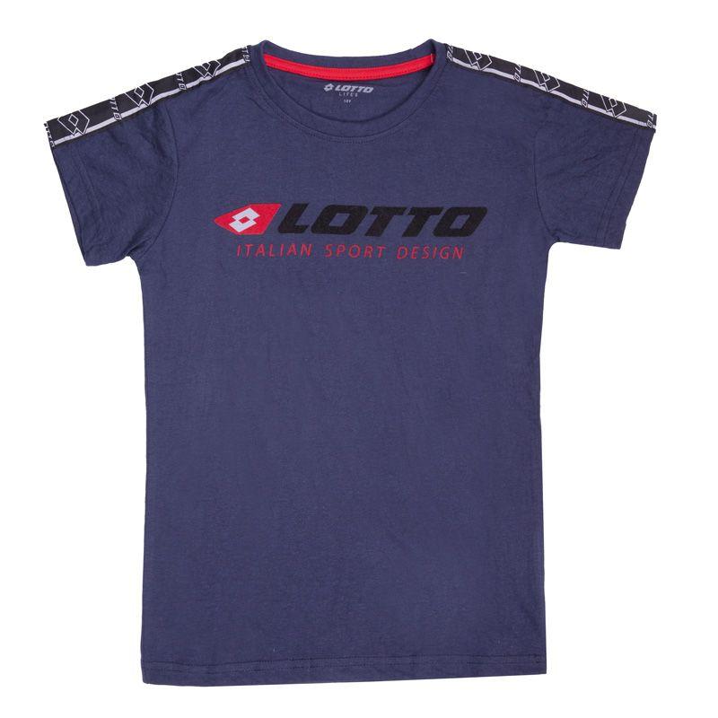 Cotton T-shirt Printed Logo Piping Sleeves Child LOTTO