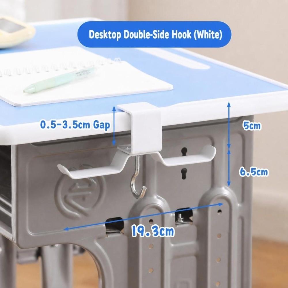 1Pc Dual Hook Desk Side Bag Hook No Drill Backpack Hanger Durable Table Edge Storage Hook  Classroom