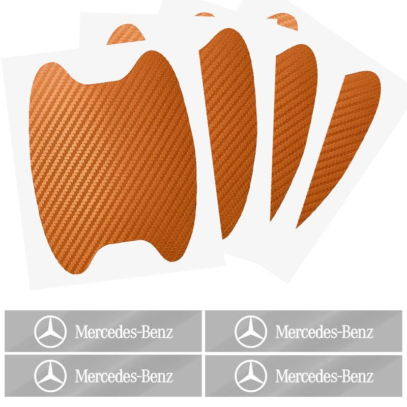 AABIG1 Car Door Sticker Carbon Fiber Scratches Auto Handle Protection Film Emblem For Mercedes Benz W205 W177 W212 W213 W221 W220 W176