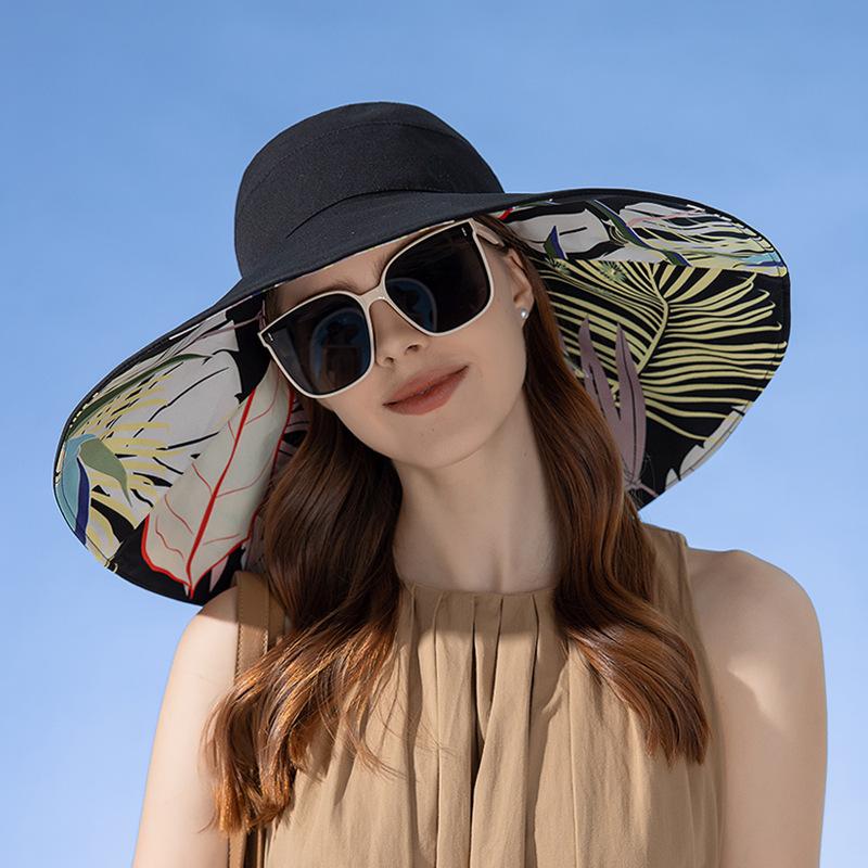 European and American New Double-sided Bucket Hat Women's Summer Widened Brim Sun Hat Fashion Sunscreen Sun Hat
