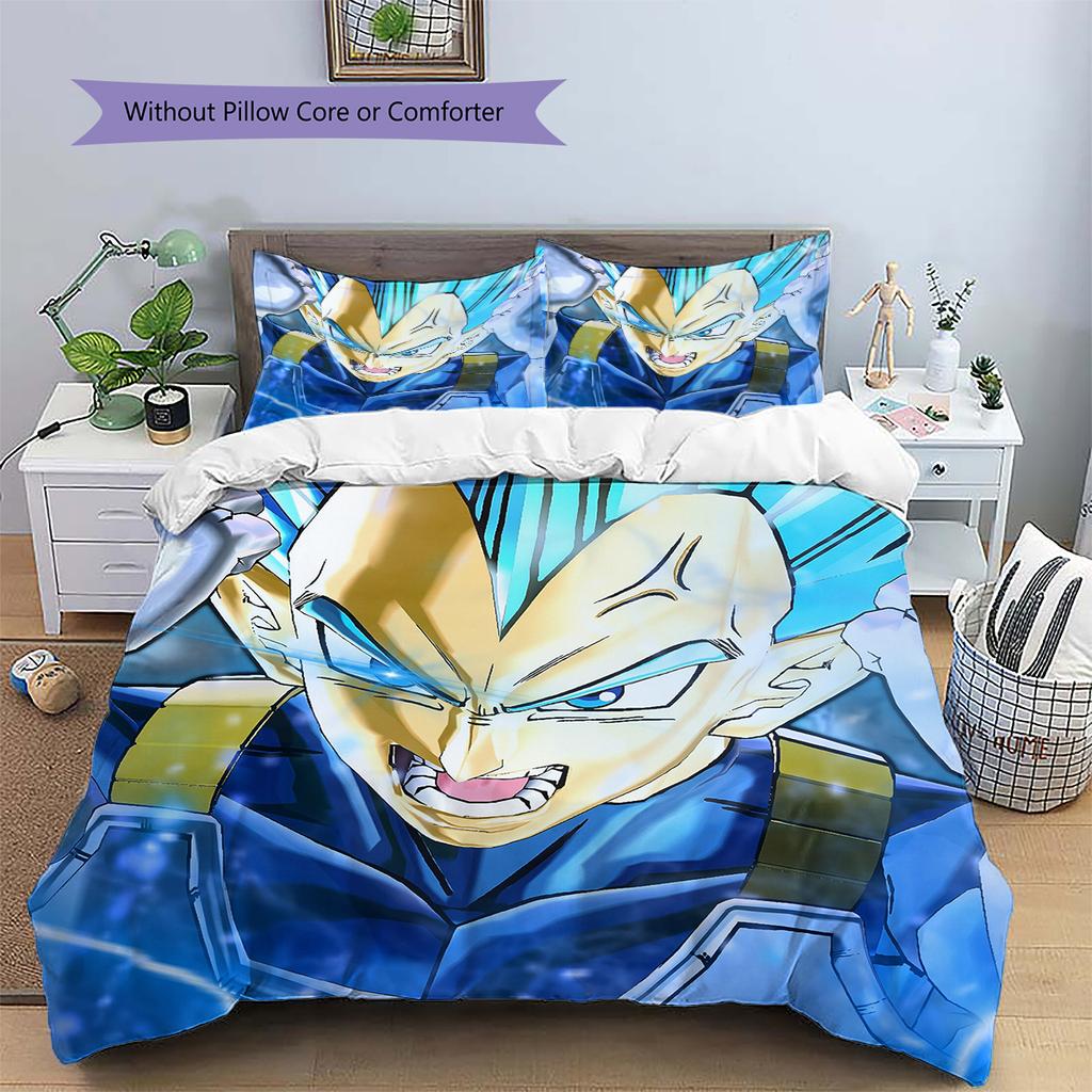 Постельное белье с узором Веджеты из Dragon Ball, Домашний декор, Подарок на день рождения (1 пододеяльник + 2 наволочки, без наполнителя)