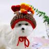 Милая мультяшная кошка индейская шляпа эластичная регулируемая кошка косплей головной убор мягкая вязаная шапка для питомца фото реквизит
