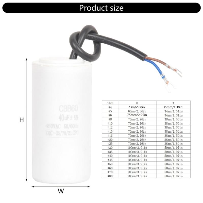 Пусковые конденсаторы CBB60 450 В переменного тока Конденсаторы для работы двигателя Конденсаторы для работы двигателя для двигателей и насосов