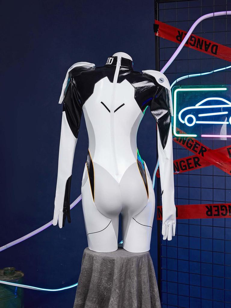 Adult Anime Game Combat Costume Cosplay Costume Cool Cute Bodysuit Leotard Costume Set Fancy Dress Transformation Disguise White [Miccostumes] Women's