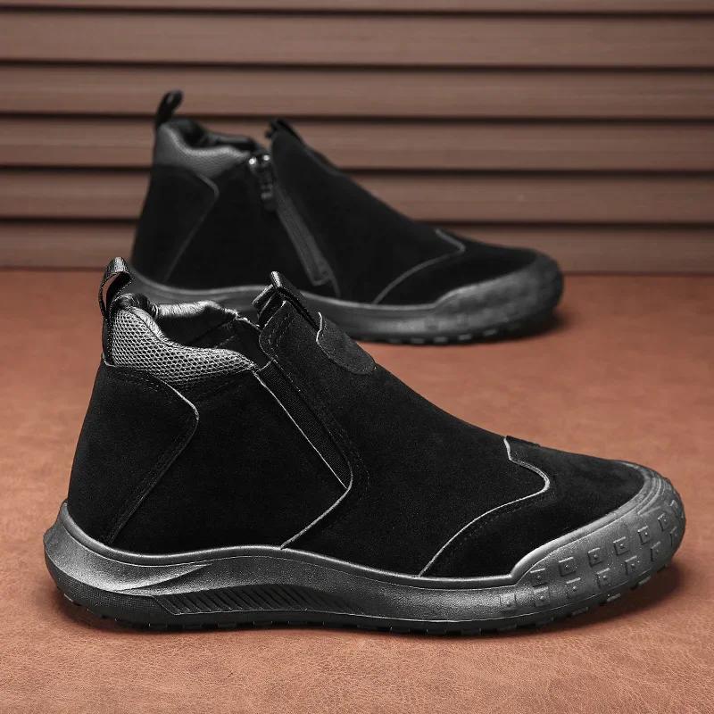 Men's Casual Shoes High Tops Fashion Slip On Men Ankle Boots Light Soft Comfortable Mens Personality Shoes Zapatillas Hombre