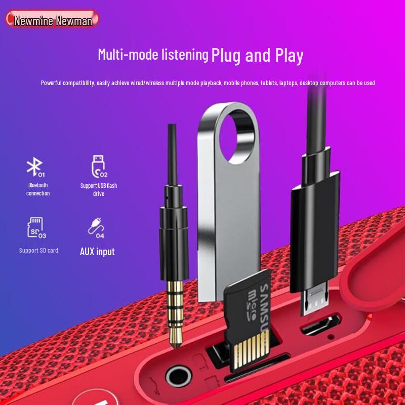 Портативная Bluetooth-колонка Newmine BT33, китайская вилка (адаптер в комплекте)