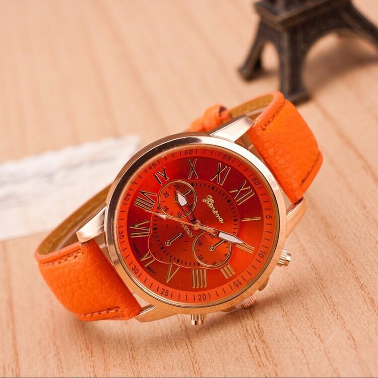Hara Gift Аналоговые кварцевые часы Круглый корпус Камень Римские наручные часы Кристалл Цифры Аксессуары