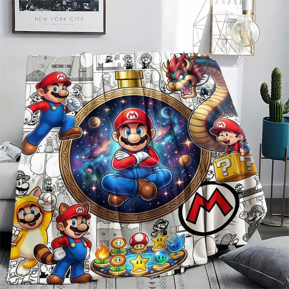 Super Mario Print Flannel Blanket, Ultra Soft High Quality All Seasons Warm Throw, Home Decor Cozy Blanket, Perfect Christmas Gift