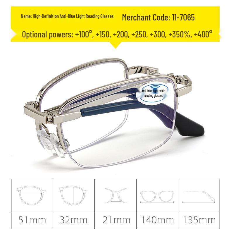 High-Definition Folding Reading Glasses - Metal Alloy Full-Frame, Anti-Fatigue Goggles, Easy To Carry