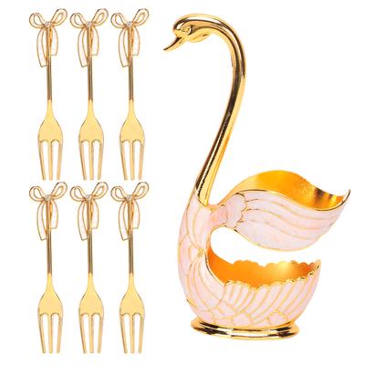 Наборы посуды, кофейные, фруктовые, десертные ложки, домашняя посуда с украшением в виде лебедя(золотой